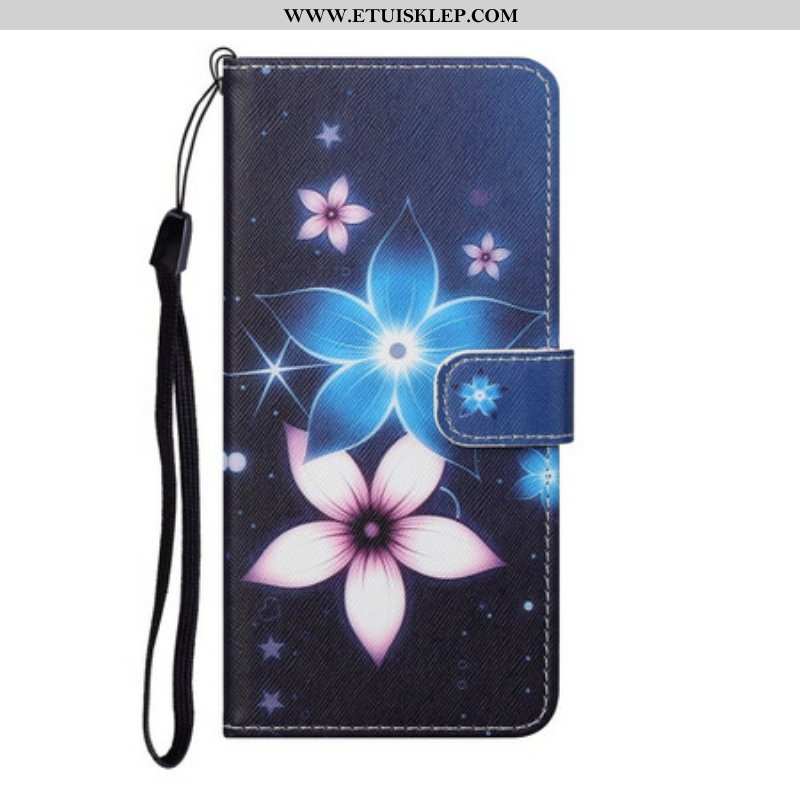 Etui Folio do Samsung Galaxy S21 5G z Łańcuch Kwiaty Paska Księżycowego